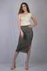 Matte Black Casual-Fit A-Line Midi Skirt (OTLSKT1003)